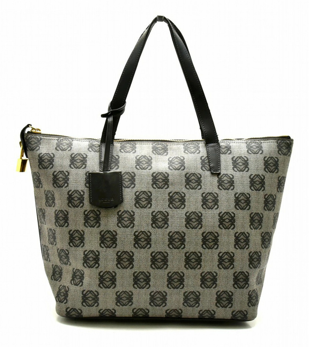Loewe Anagram Tote Bag Handbag Leather Navy Blue